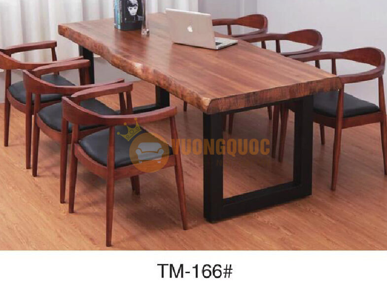 Bộ bàn ghế cafe bàn dài 6 ghế gỗ tự nhiên HOY TM166-1